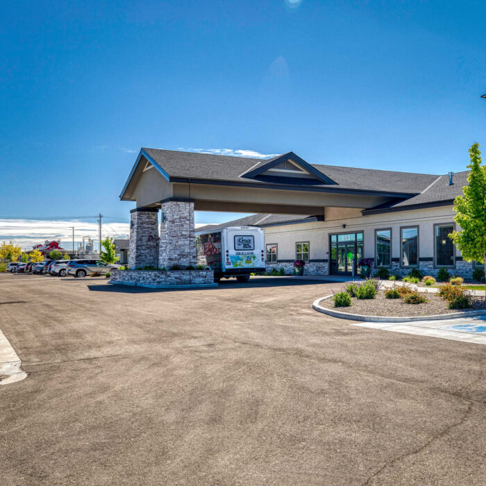 Exterior View with Landscaping - Grace Assisted Living Fruitland