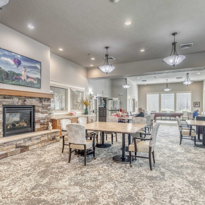 Activity Room with Fireplace at Grace Assisted Living Boise-Eagle
