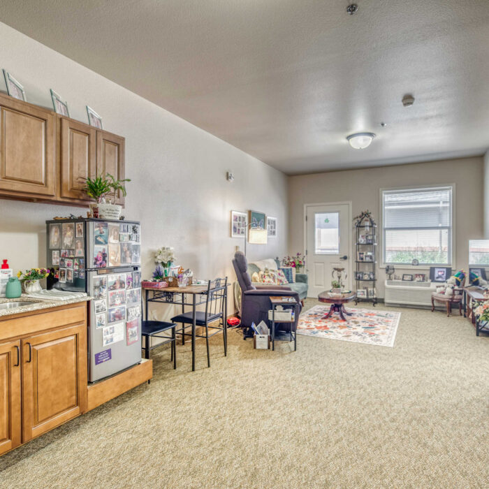 Grace apartment interior showing dining area and cozy seating