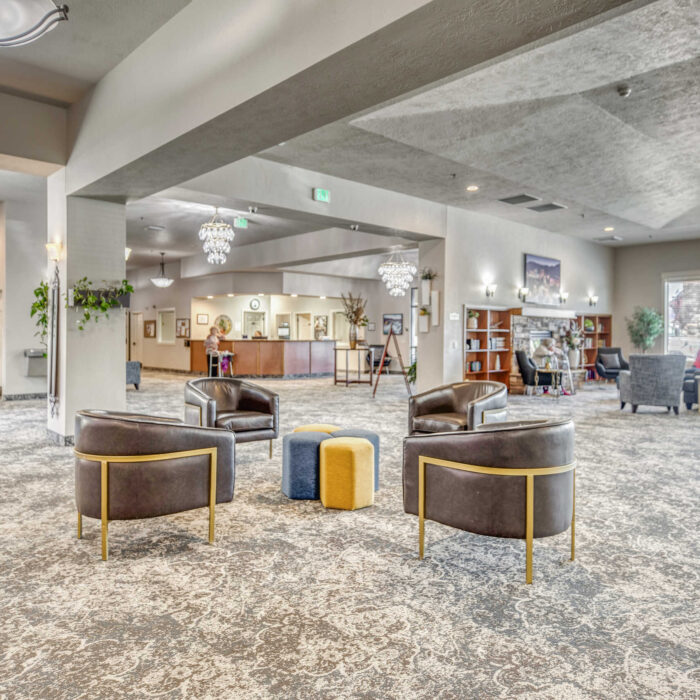 Grace Assisted Living Lobby with Leather Chairs