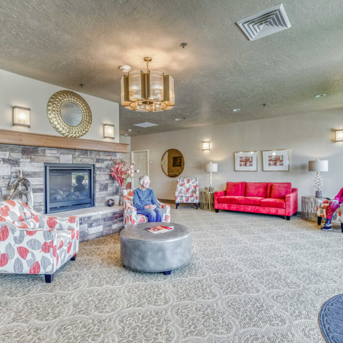 Fireside Lounge with Residents at Grace Assisted Living