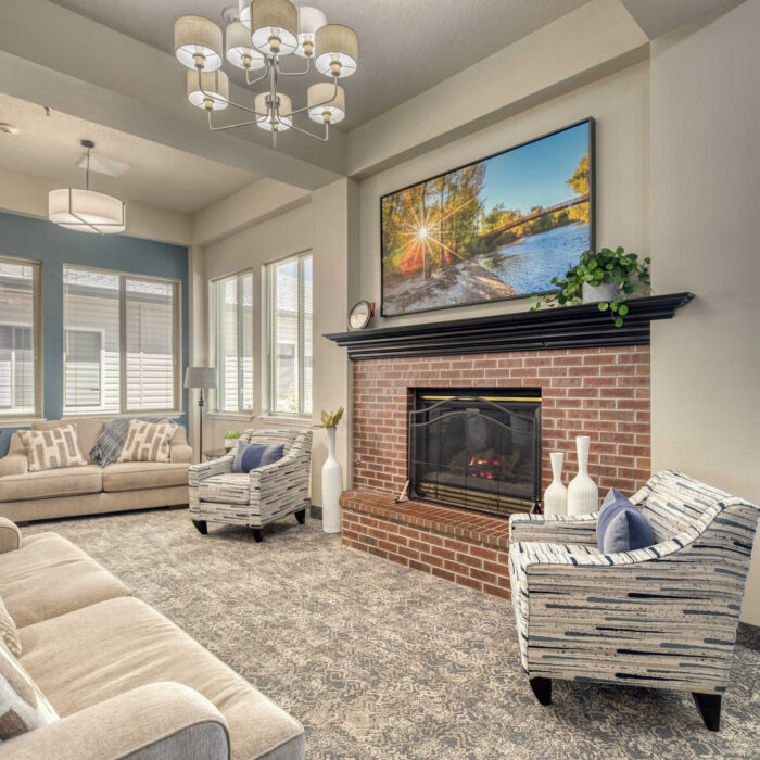 Grace Assisted Living Nampa Brick Fireplace Lounge