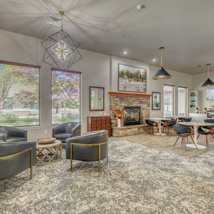 Grace Assisted Living Meridian - Bistro Seating and Fireplace