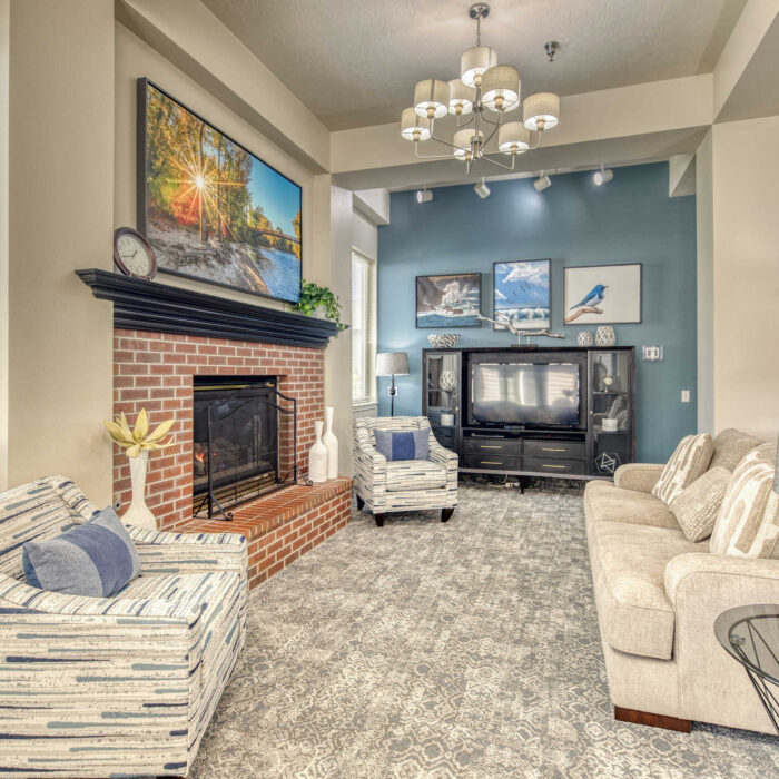 Grace Assisted Living Nampa TV Lounge with Fireplace
