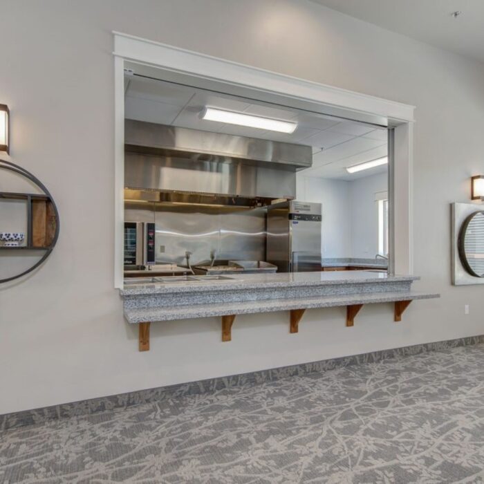 Kitchen and serving area at Grace Memory Care Caldwell