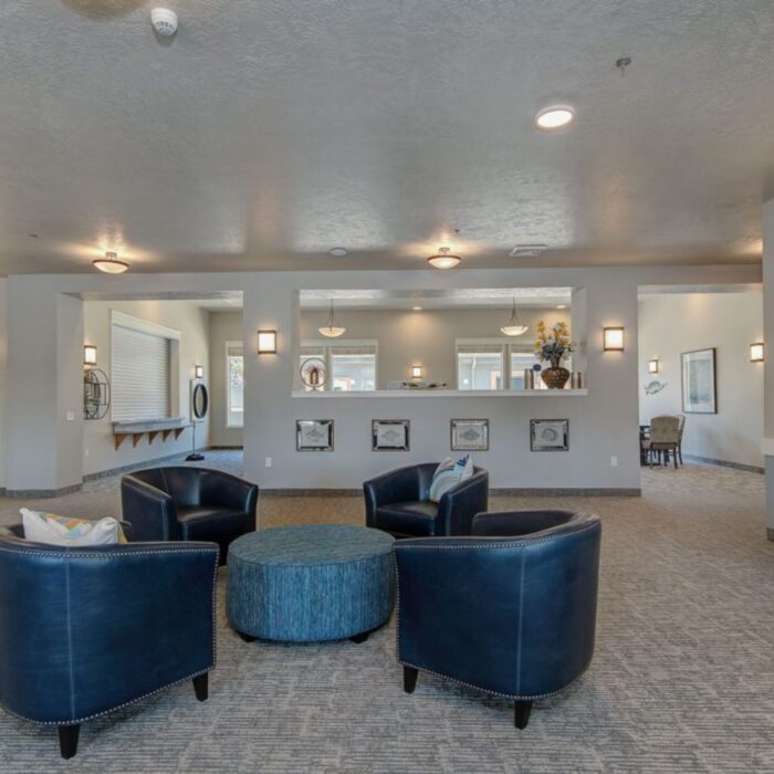 Grace Memory Care Caldwell lobby with senior seating area